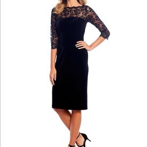 NWT Eliza J Lace Yoke Velvet Dress